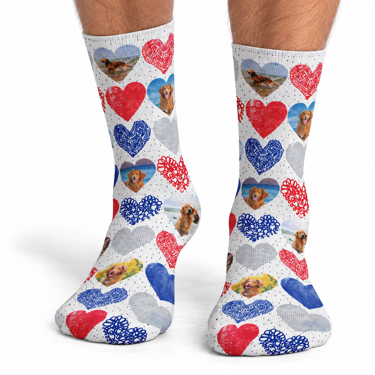 Heart Collage Personalised Dog Socks