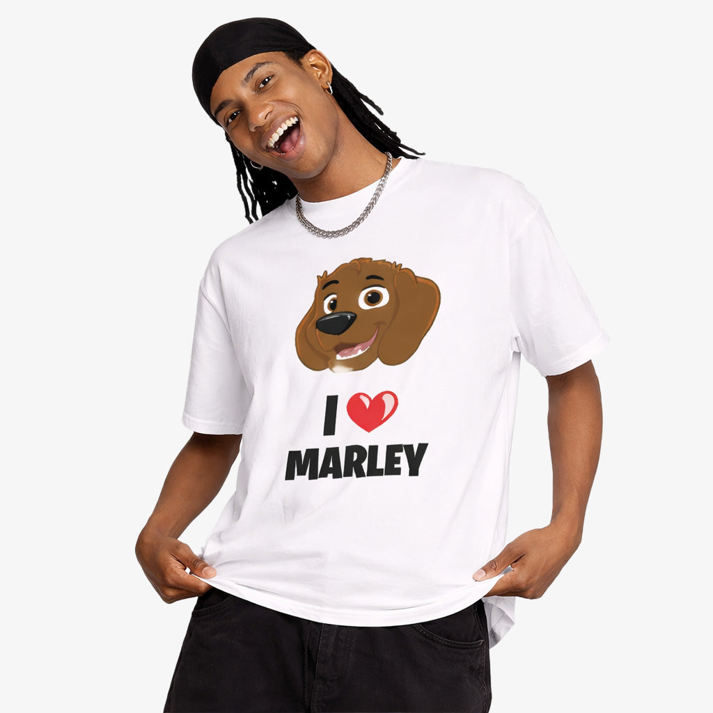 I Heart Dog Name Cartoon Photo Personalised T-Shirt