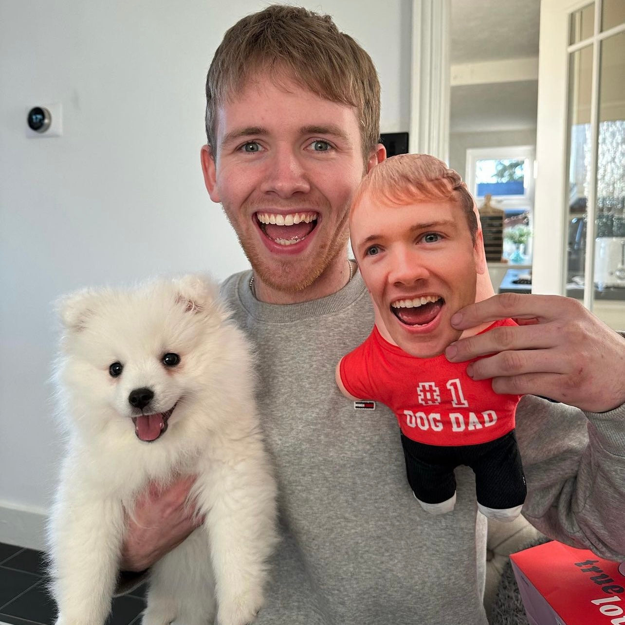#1 Dog Dad Face Pillow
