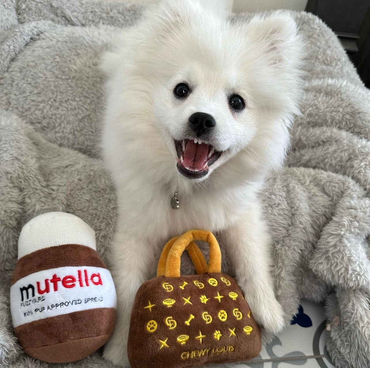 Beige Chewy V Fluffy Dog Sweatshirt