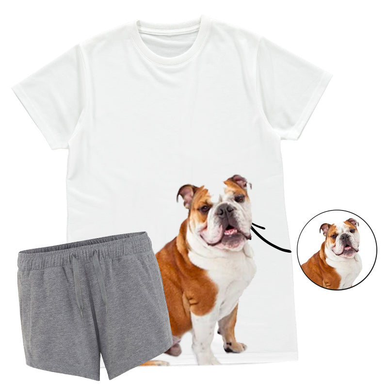 Dog Face Ladies Pyjamas Charcoal Shorts Set