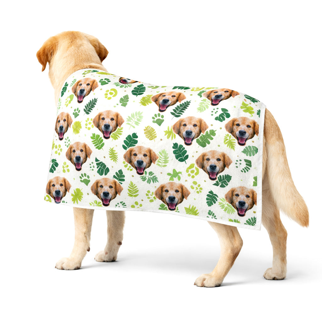Leaf Pattern Personalised Dog Towel