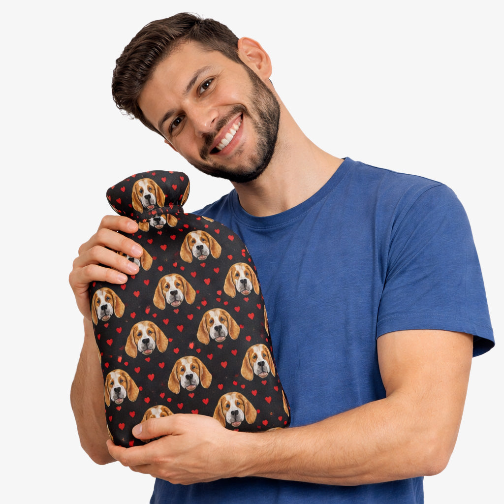 Love Hearts Dog Hot Water Bottle