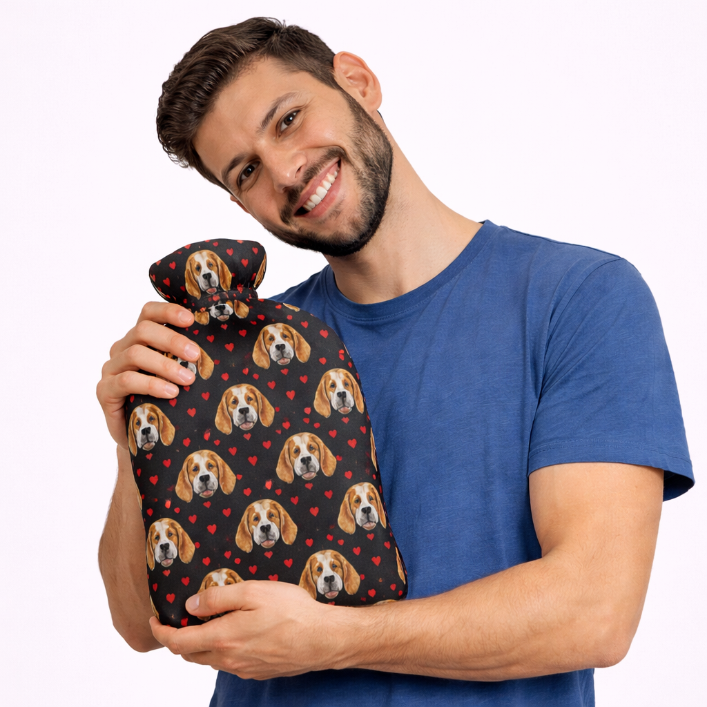 Love Hearts Dog Hot Water Bottle