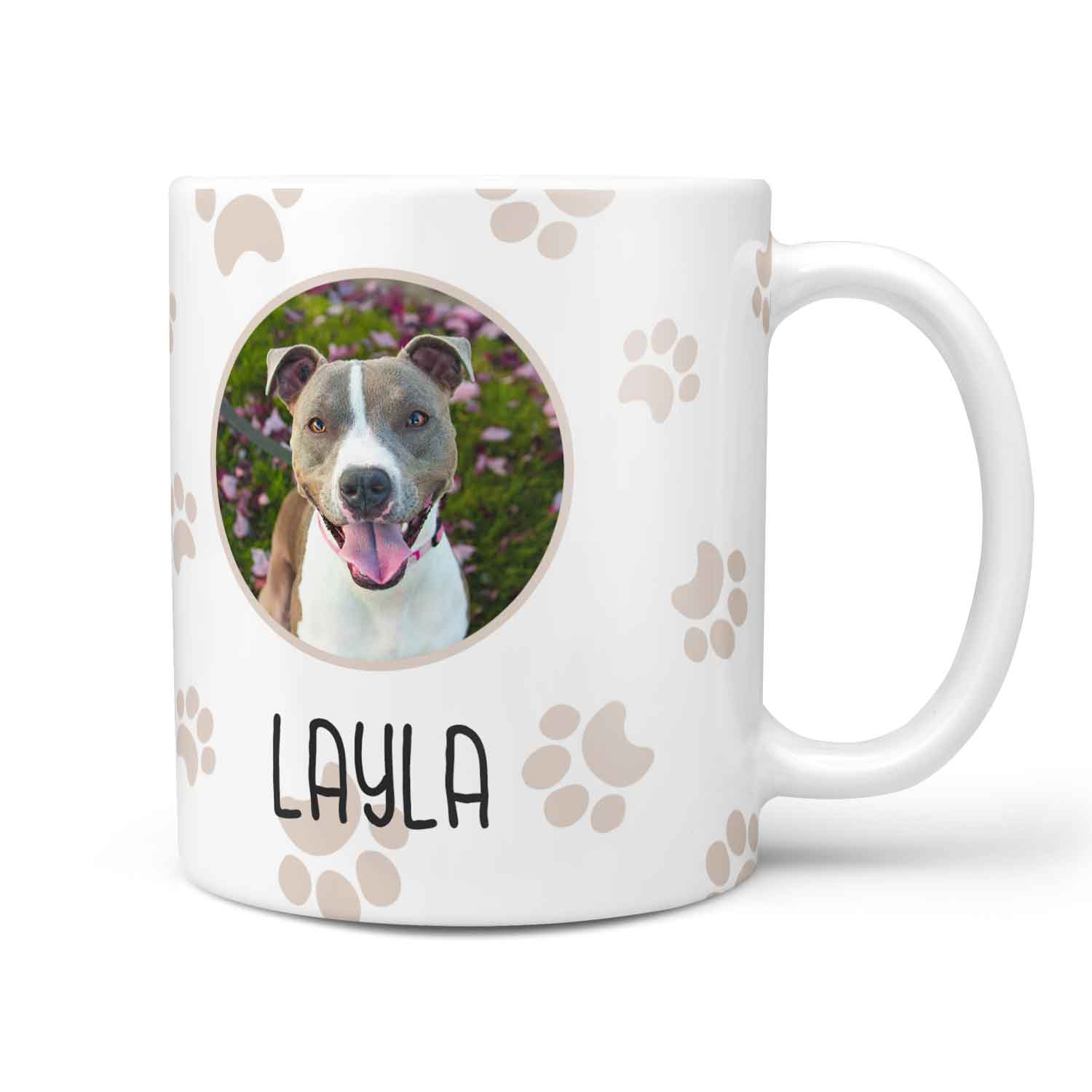 Photo and Name Paw Print Personalised Dog Mug