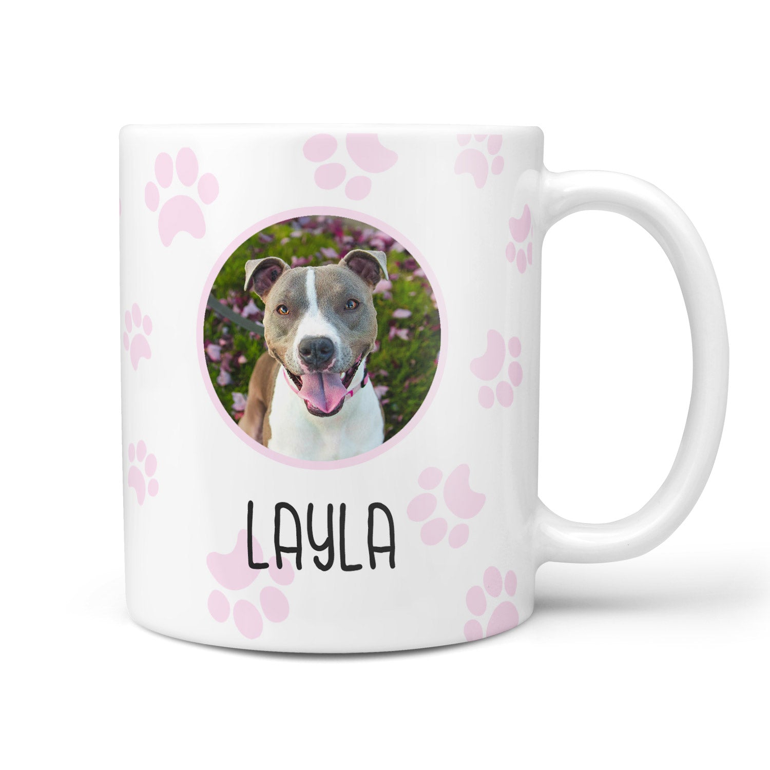 Photo and Name Paw Print Personalised Dog Mug