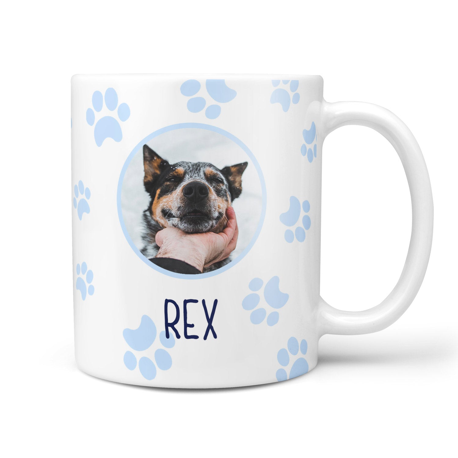 Photo and Name Paw Print Personalised Dog Mug