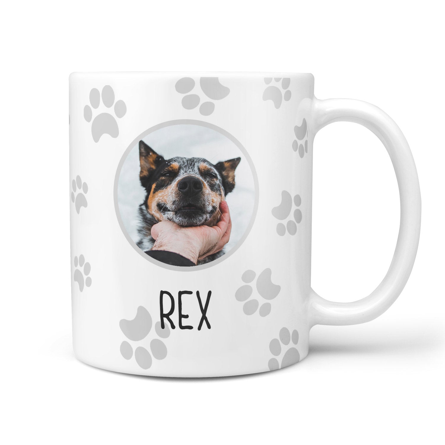 Photo and Name Paw Print Personalised Dog Mug