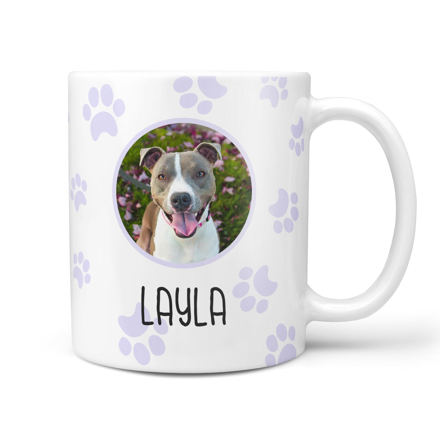 Photo and Name Paw Print Personalised Dog Mug