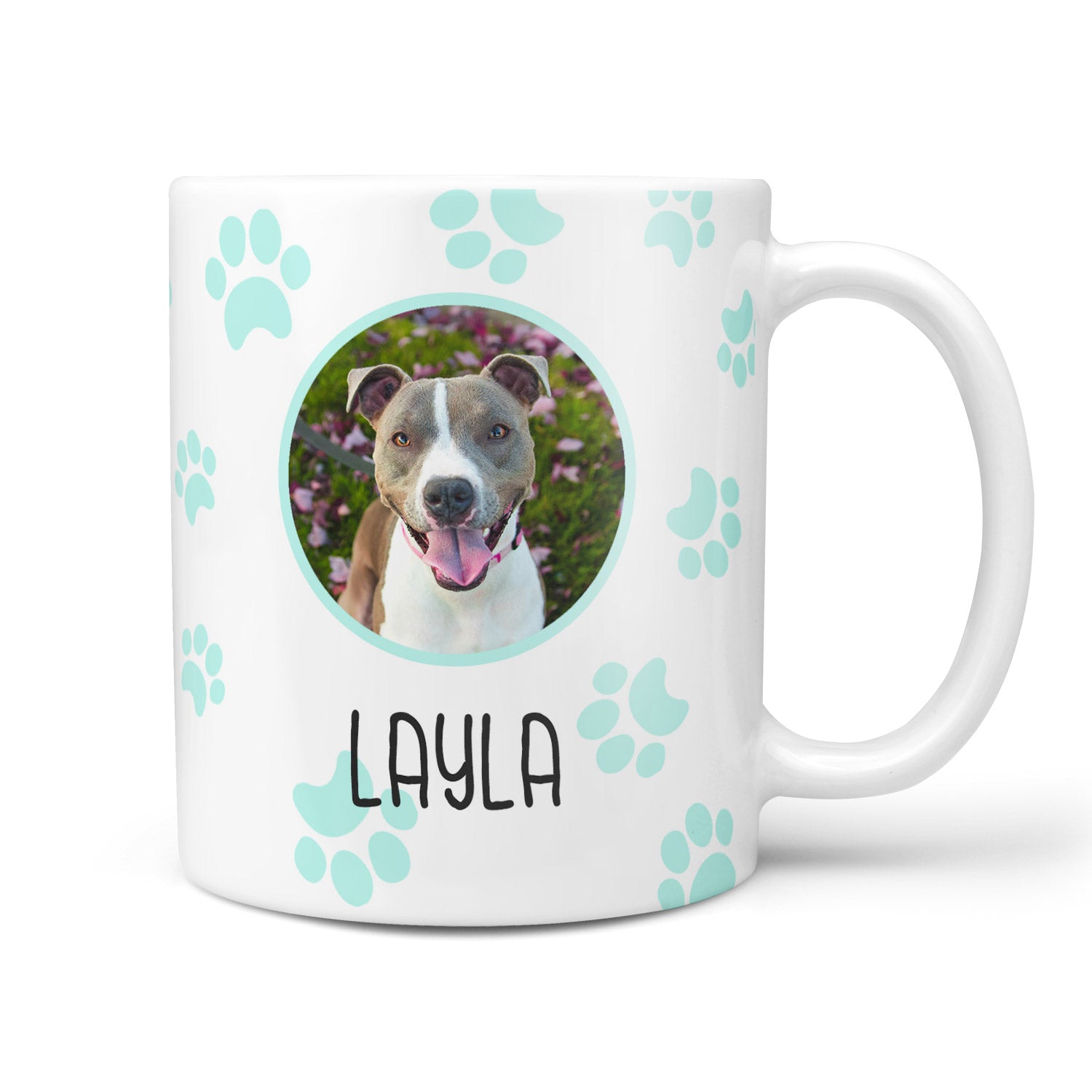 Photo and Name Paw Print Personalised Dog Mug
