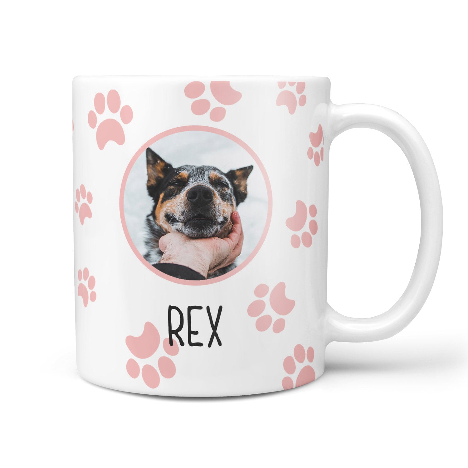 Photo and Name Paw Print Personalised Dog Mug