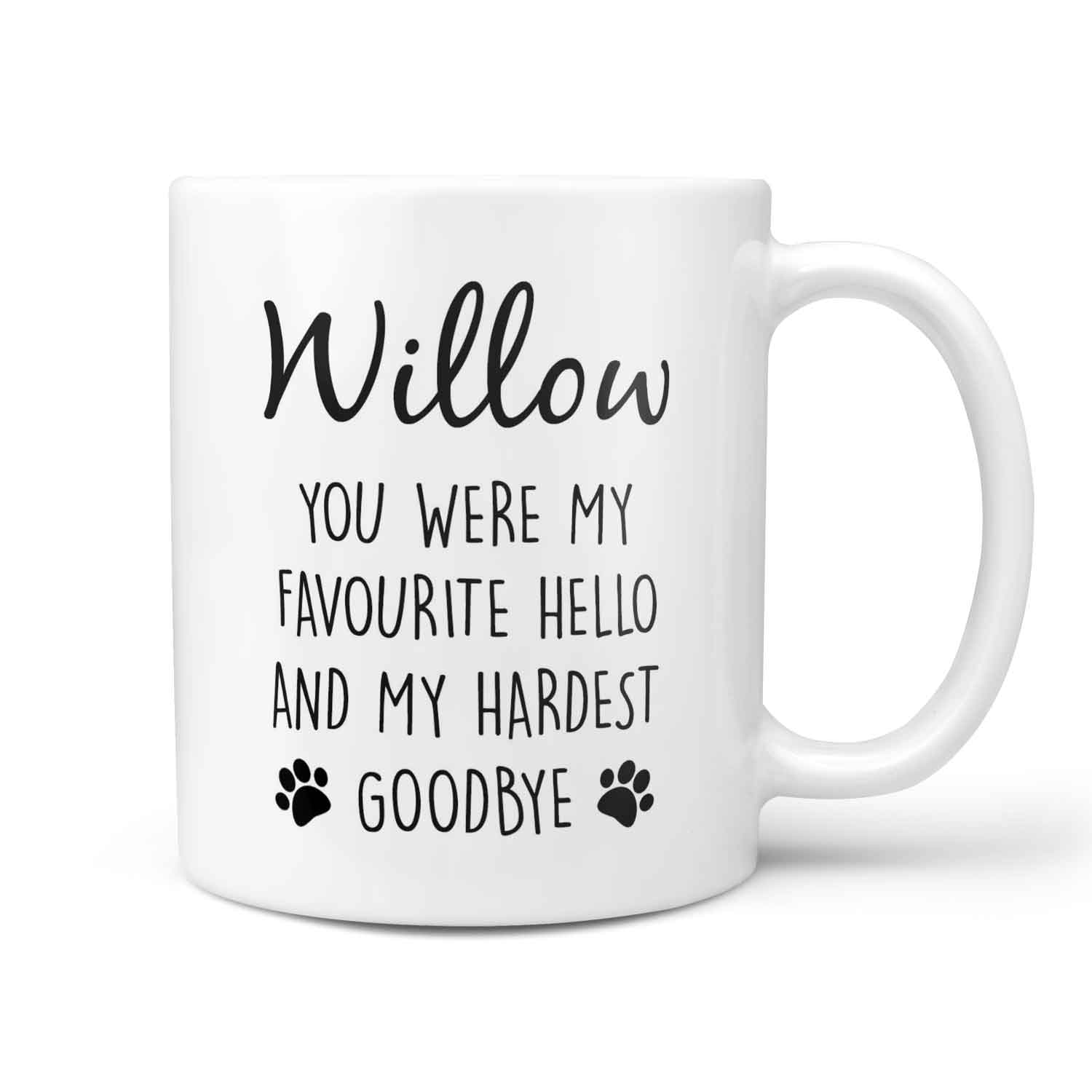 (Name) Favourite Hello & Hardest Goodbye Dog Memorial Mug