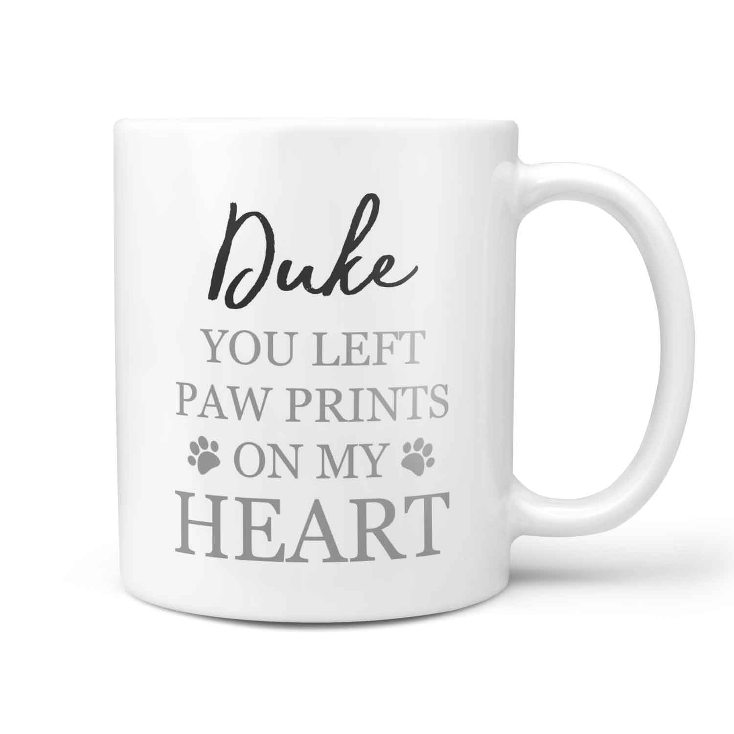 (Dog Name) You Left Paw Prints On My Heart Personalised Memorial Mug