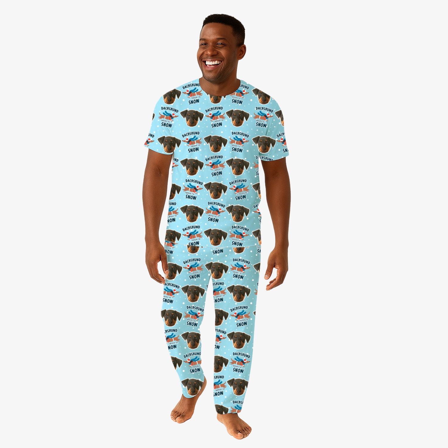 Dachshund Through The Snow Men's Personalised Pyjamas - Trouser Set