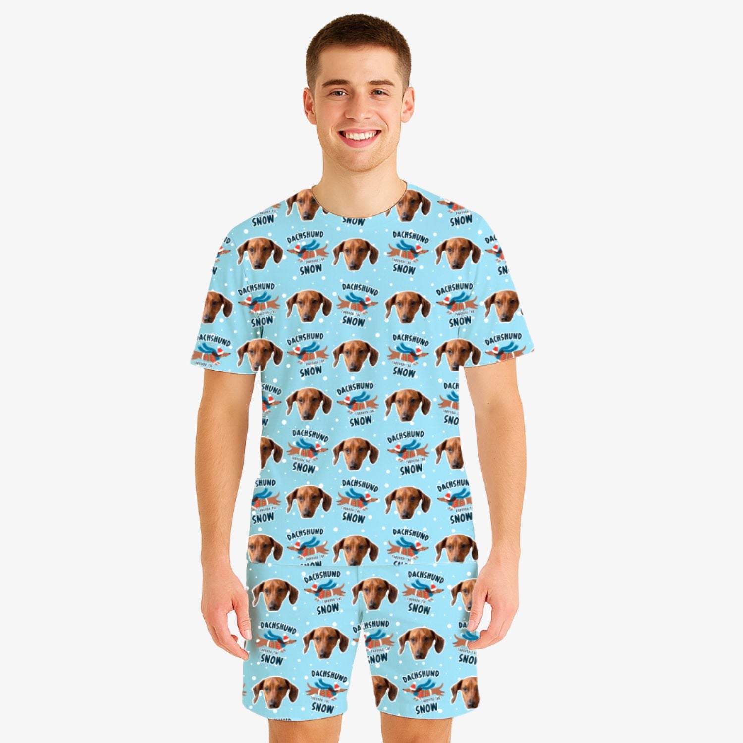 Dachshund Through The Snow Men's Personalised Pyjamas