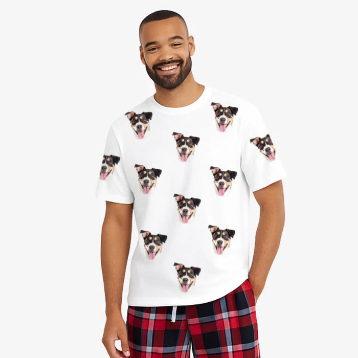 Men's Dog Pyjamas - Red Tartan Shorts Set