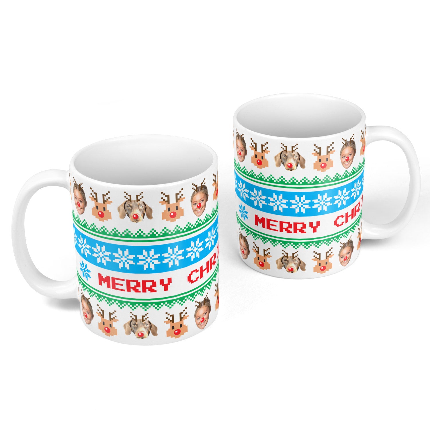 Merry Christmas Nordic Reindeer Personalised Dog Mug