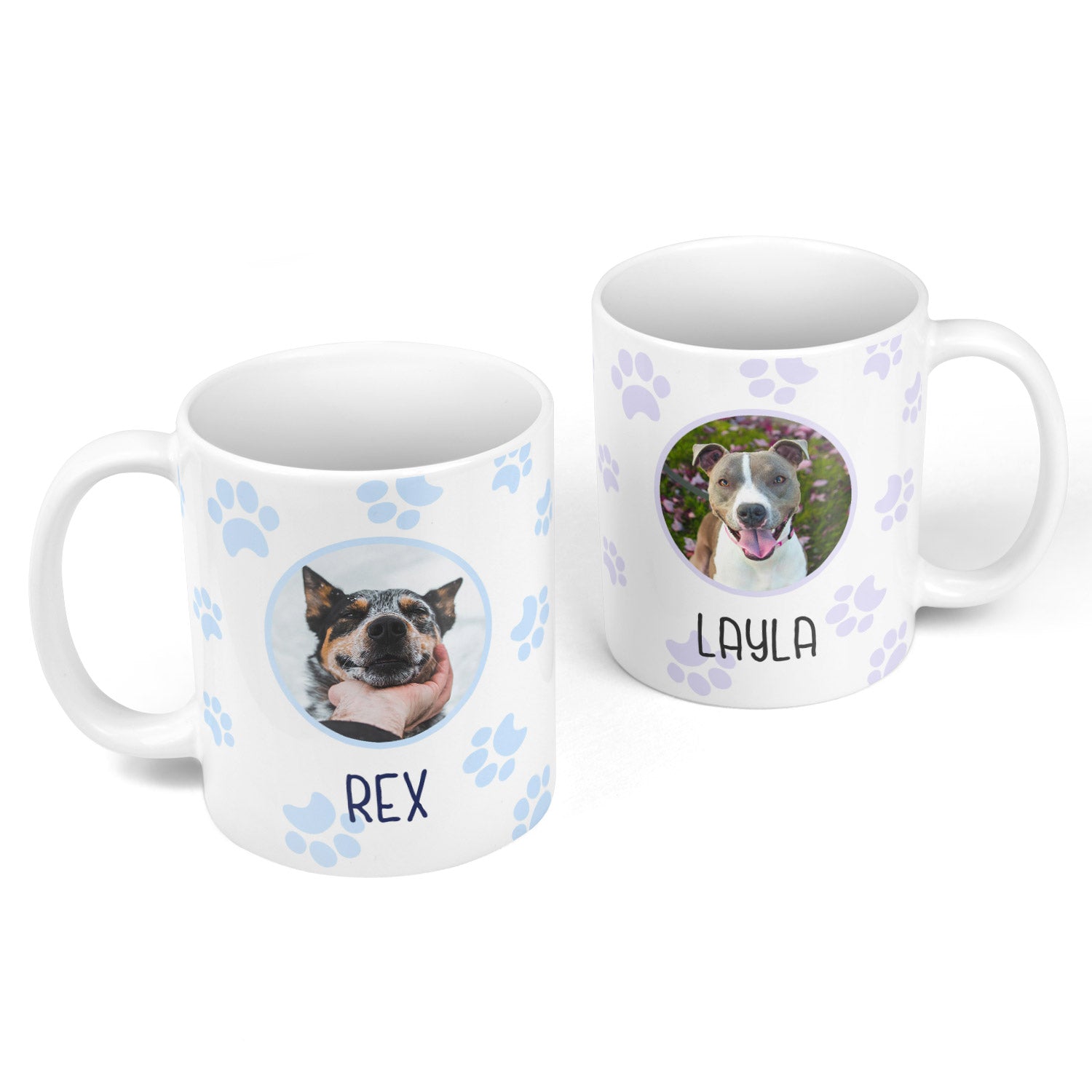 Photo and Name Paw Print Personalised Dog Mug