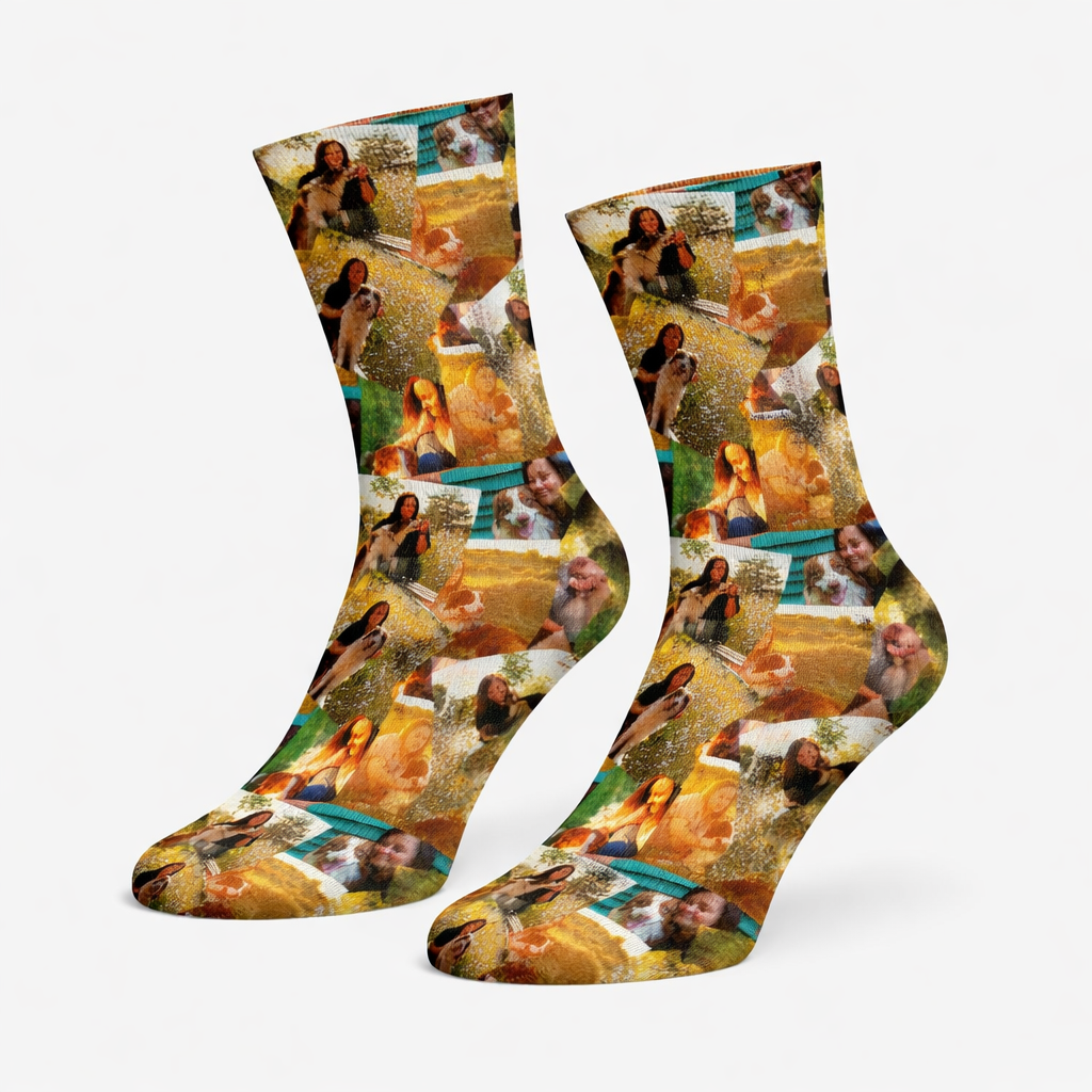 Overlap Photo Collage Personalised Dog Socks