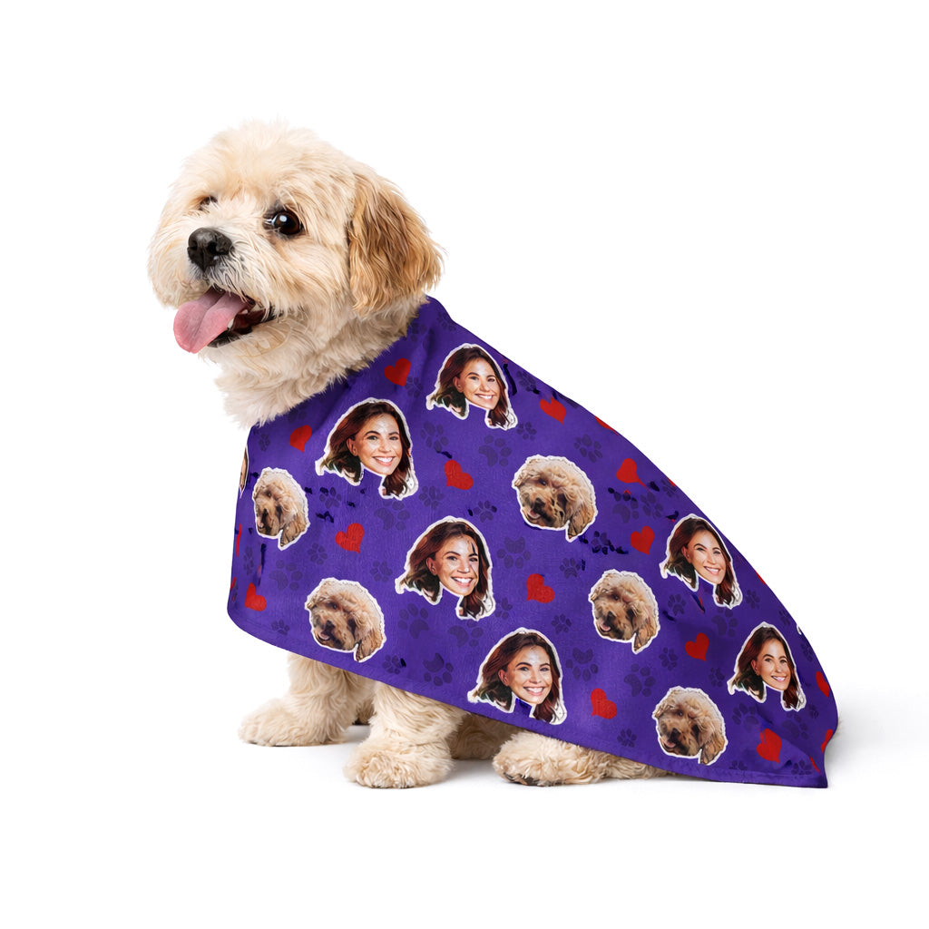 Paw Print Hearts Pattern Personalised Dog Towel