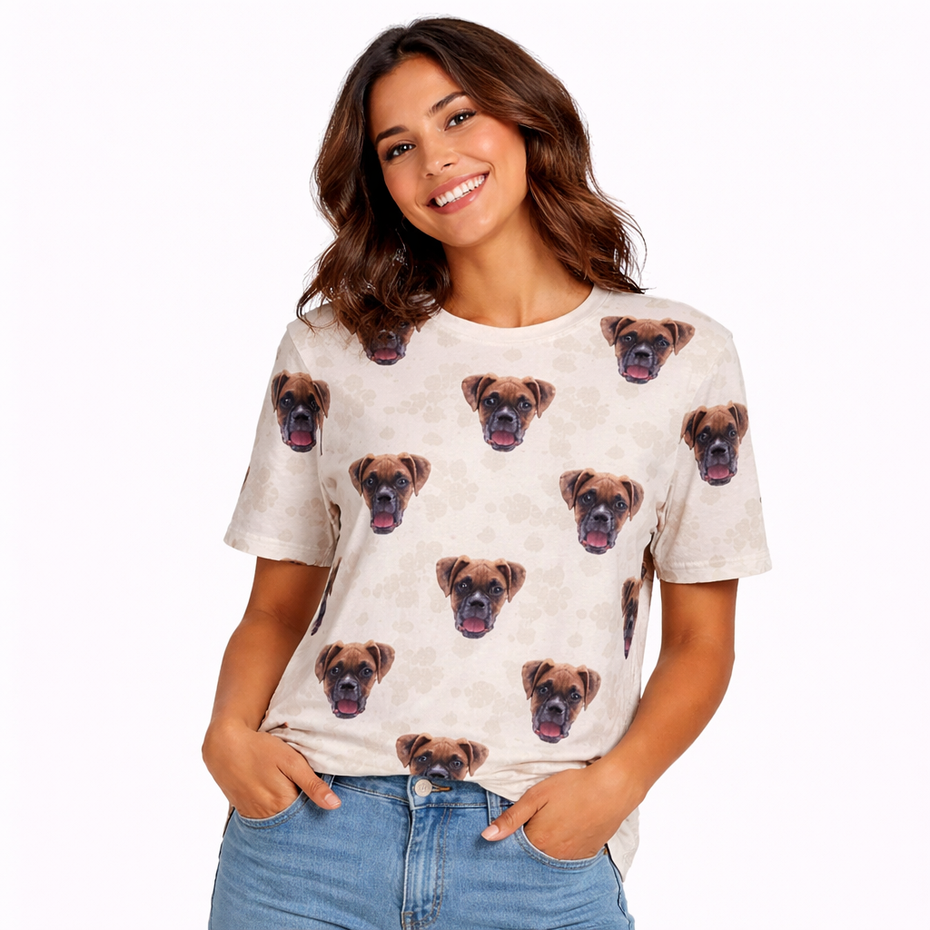 Paw Print Pattern Custom Dog T-Shirt