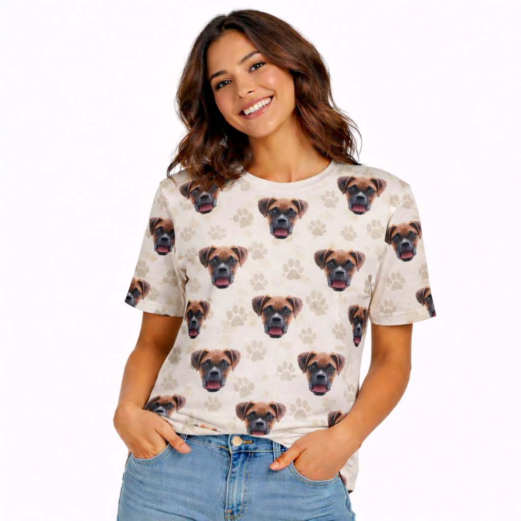 Paw Print Pattern Custom Dog T-Shirt
