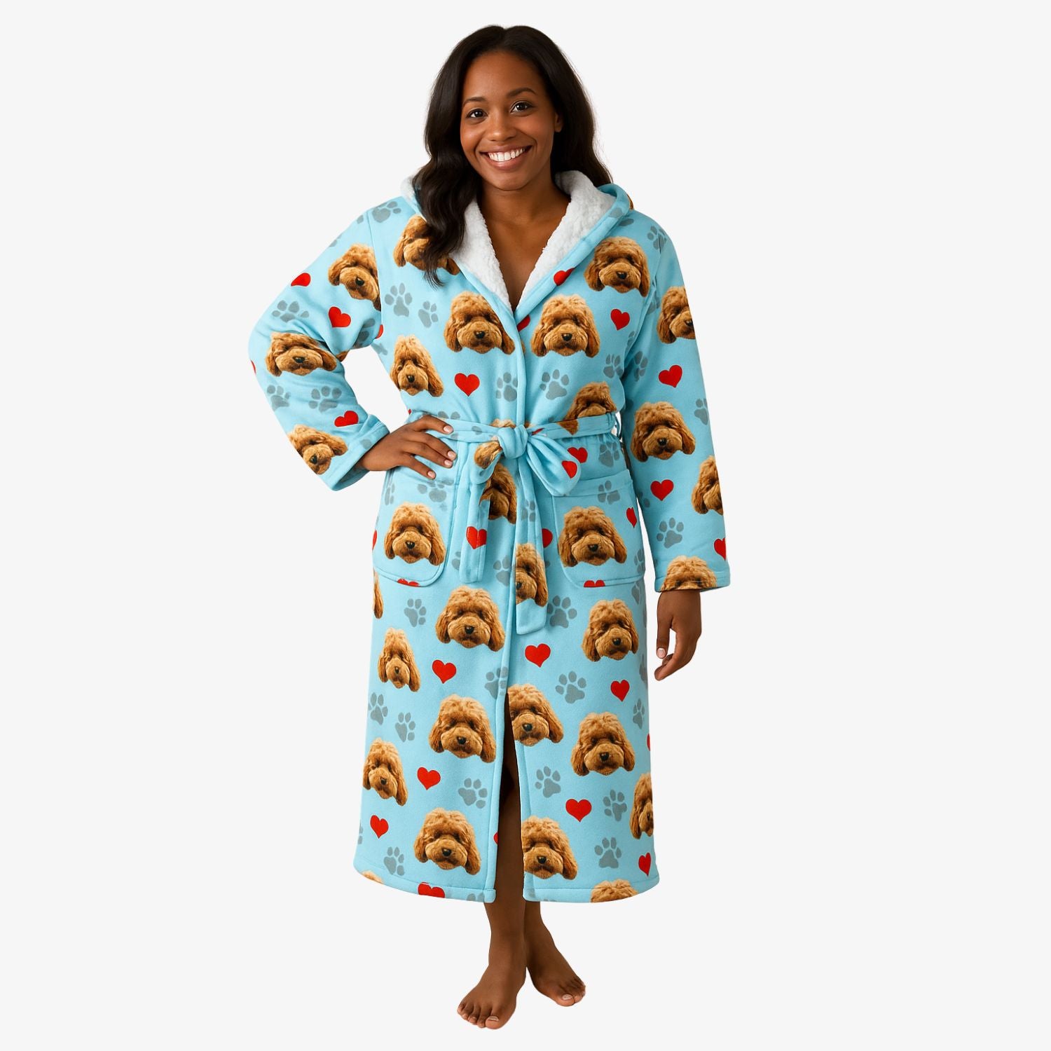 Dog Paws & Hearts Personalised Dressing Gown