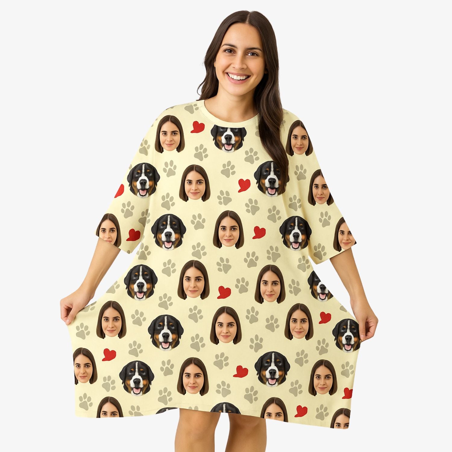 paws and hearts personalised sleep tee for women