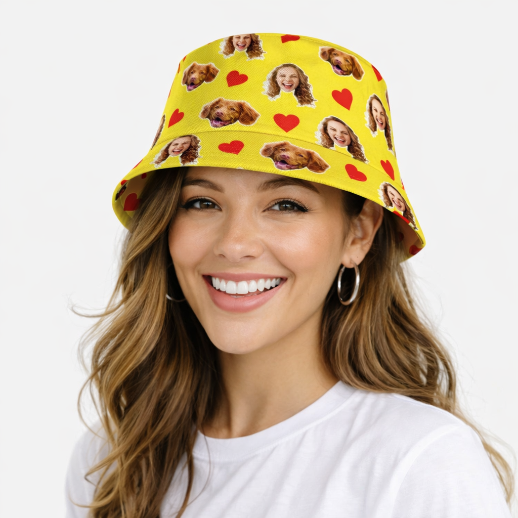Red Hearts You & Your Dog Custom Bucket Hat