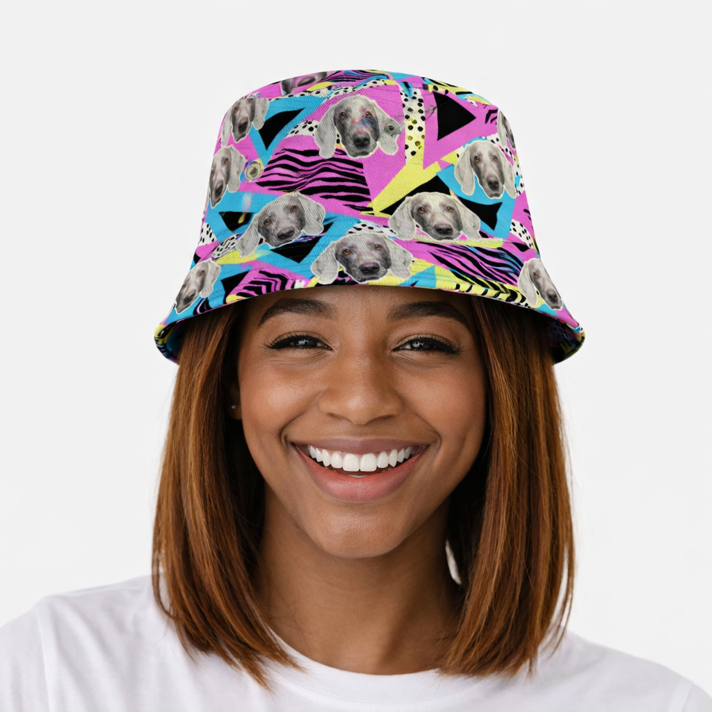 Retro Pink Dog Custom Bucket Hat