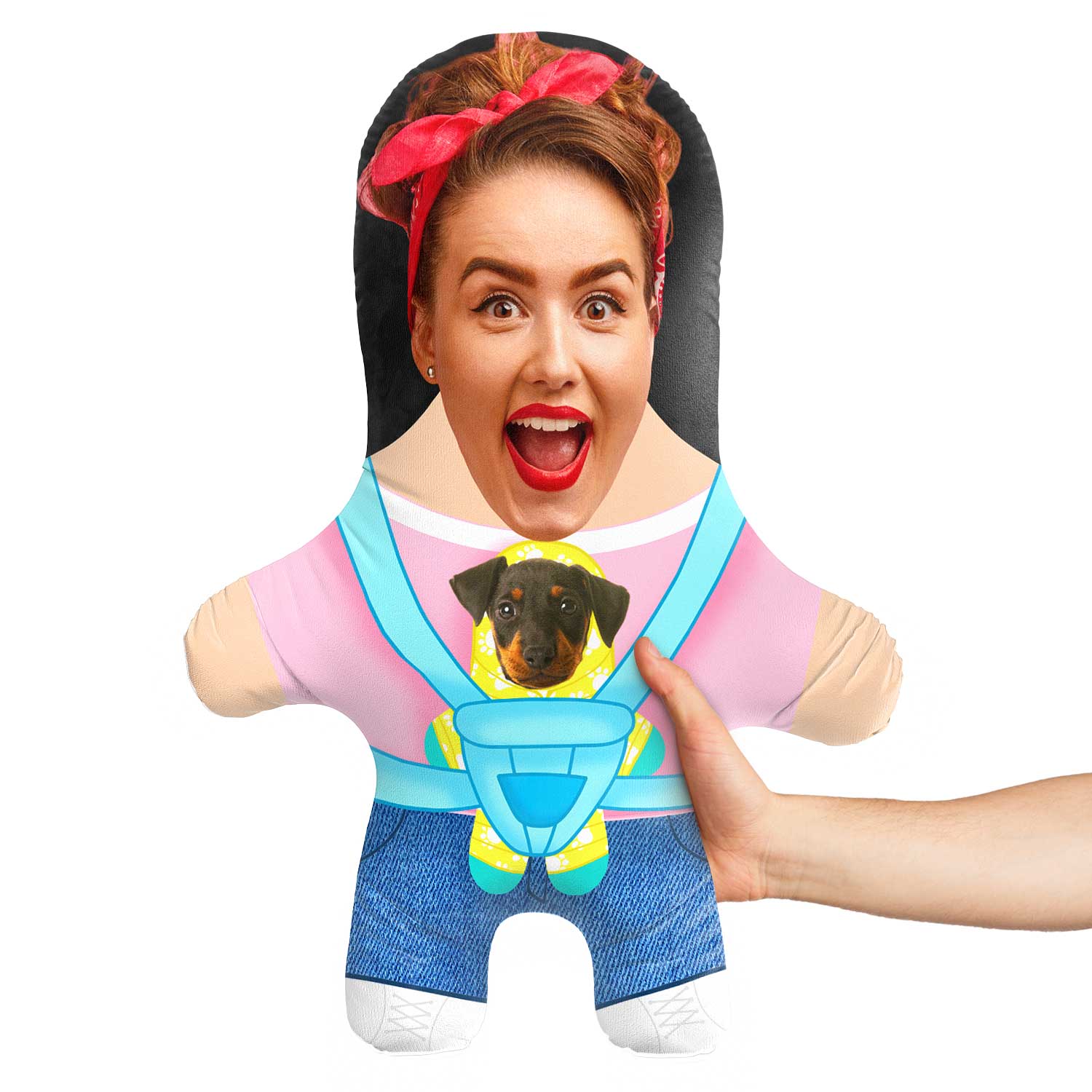 Female Baby Dog Carrier Face Pillow