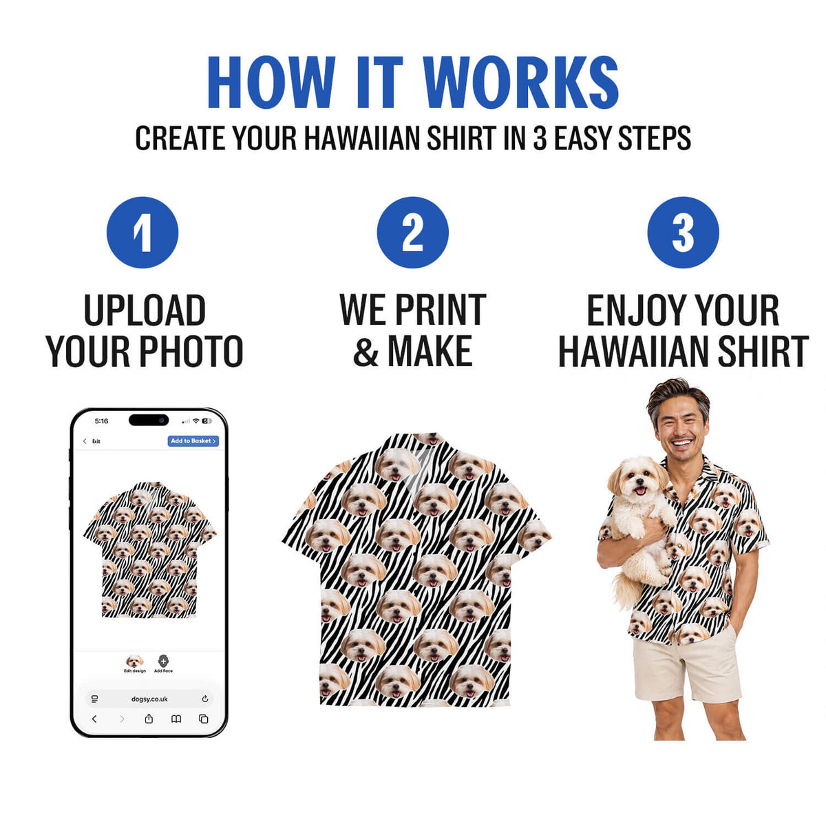 Your Dog White Hearts Custom Hawaiian Shirt