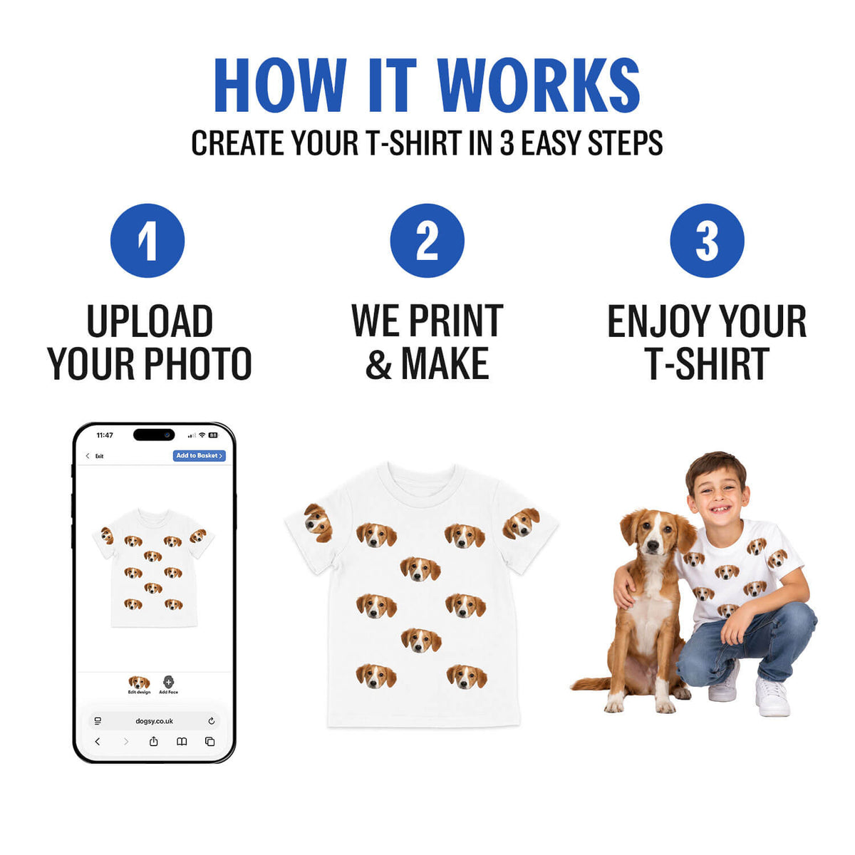 Your Dog All Over Pattern Kids Custom T-Shirt