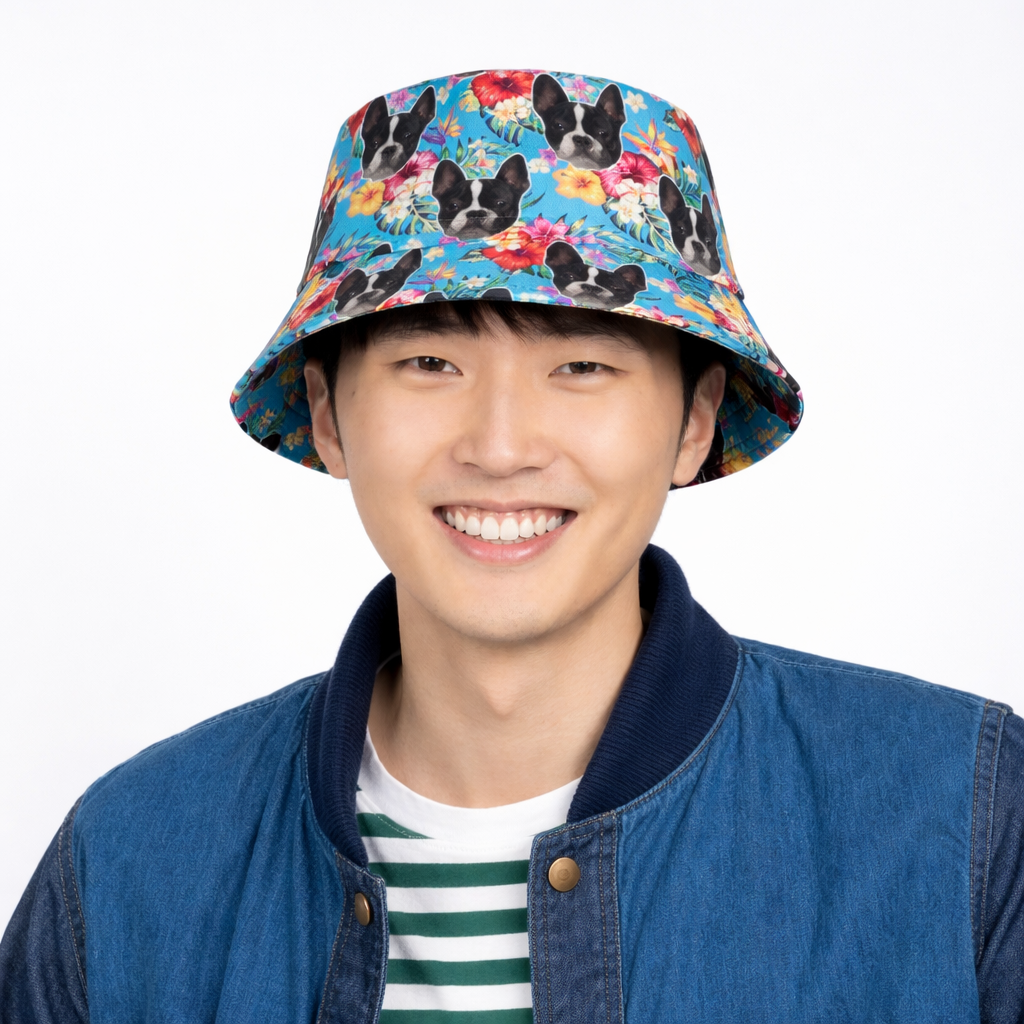 Tropical Hawaiian Dog Faces Custom Bucket Hat