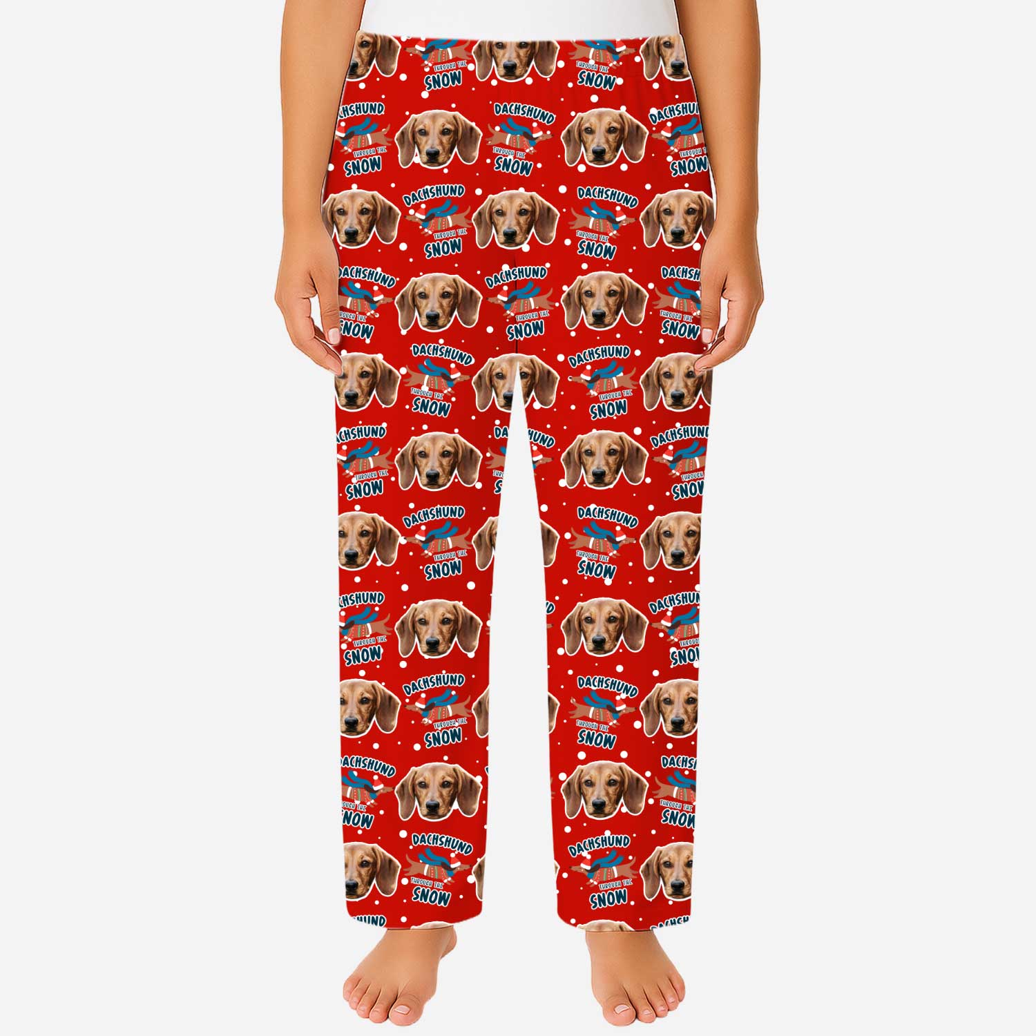 Dachshund Through The Snow Women's Personalised PJ Bottoms