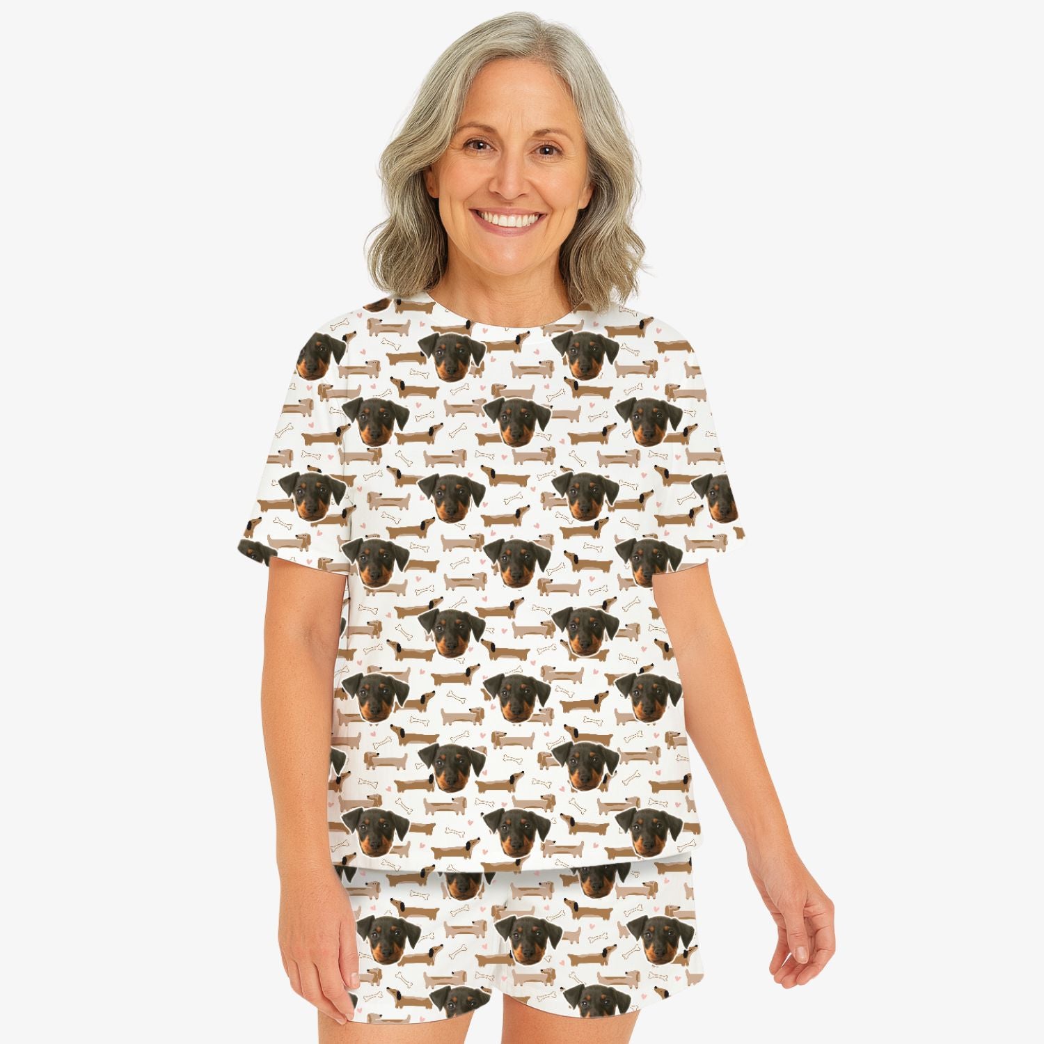 Dachshund Dog Pattern Women's Personalised PJs - Shorts Set