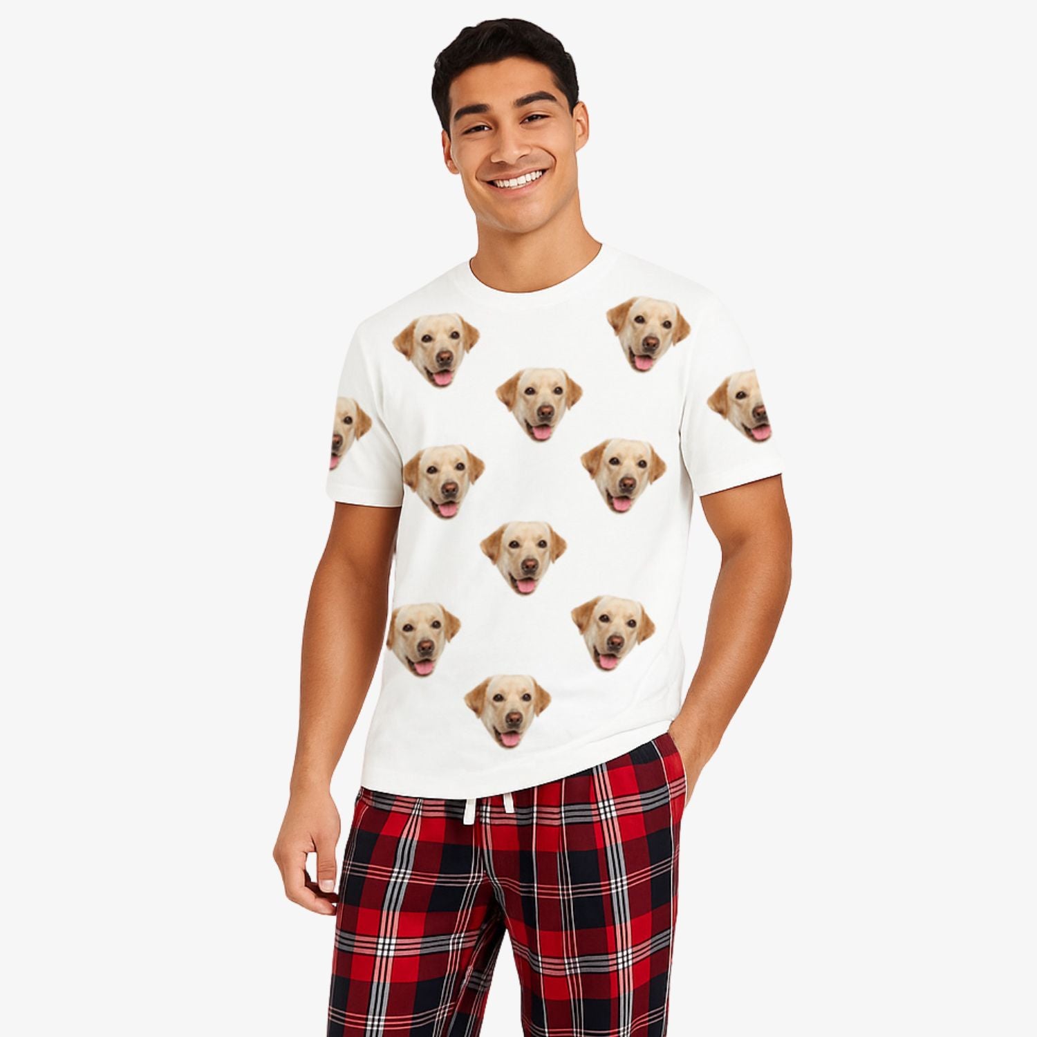 Men's Dog Pyjamas - Red Tartan Trouser Set