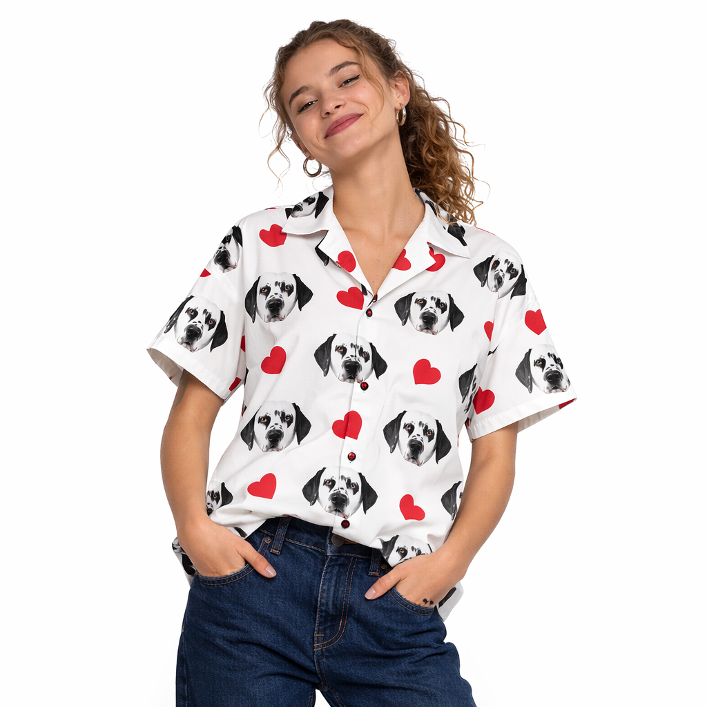 Your Dog Red Hearts Custom Hawaiian Shirt