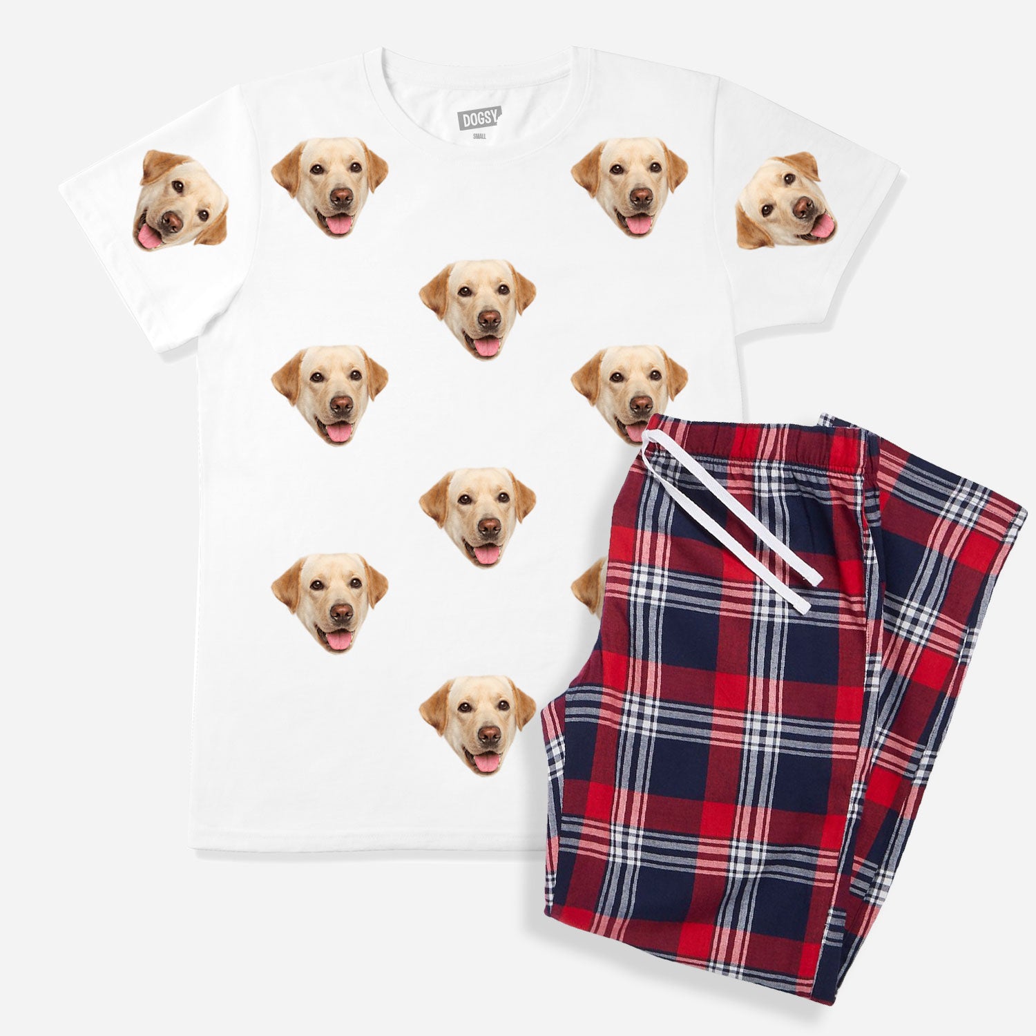 Men's Dog Pyjamas - Red Tartan Trouser Set