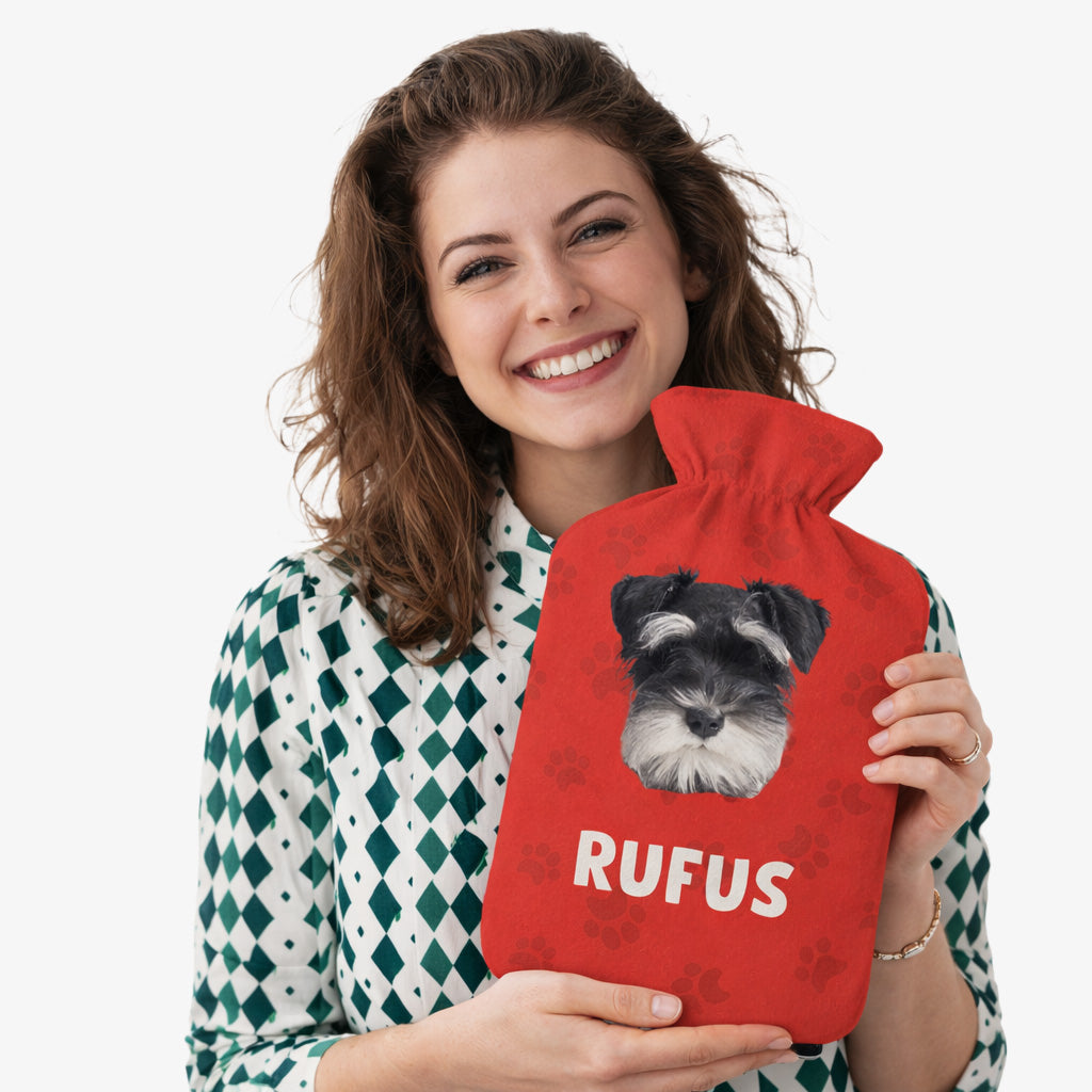 Photo Text Dog Hot Water Bottle
