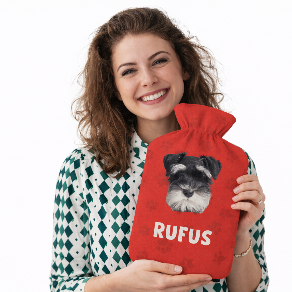Photo Text Dog Hot Water Bottle