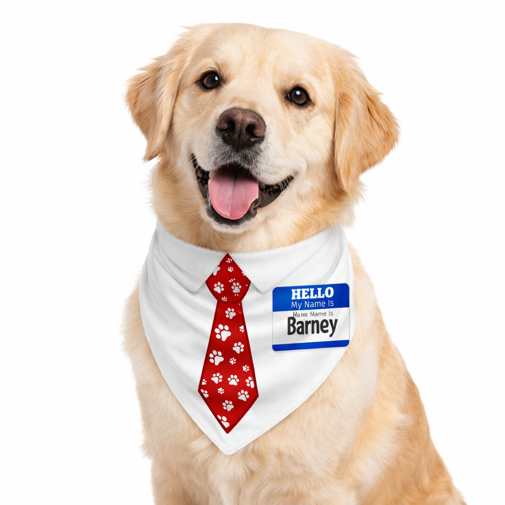 Shirt & Tie Personalised (Name) Dog Bandana