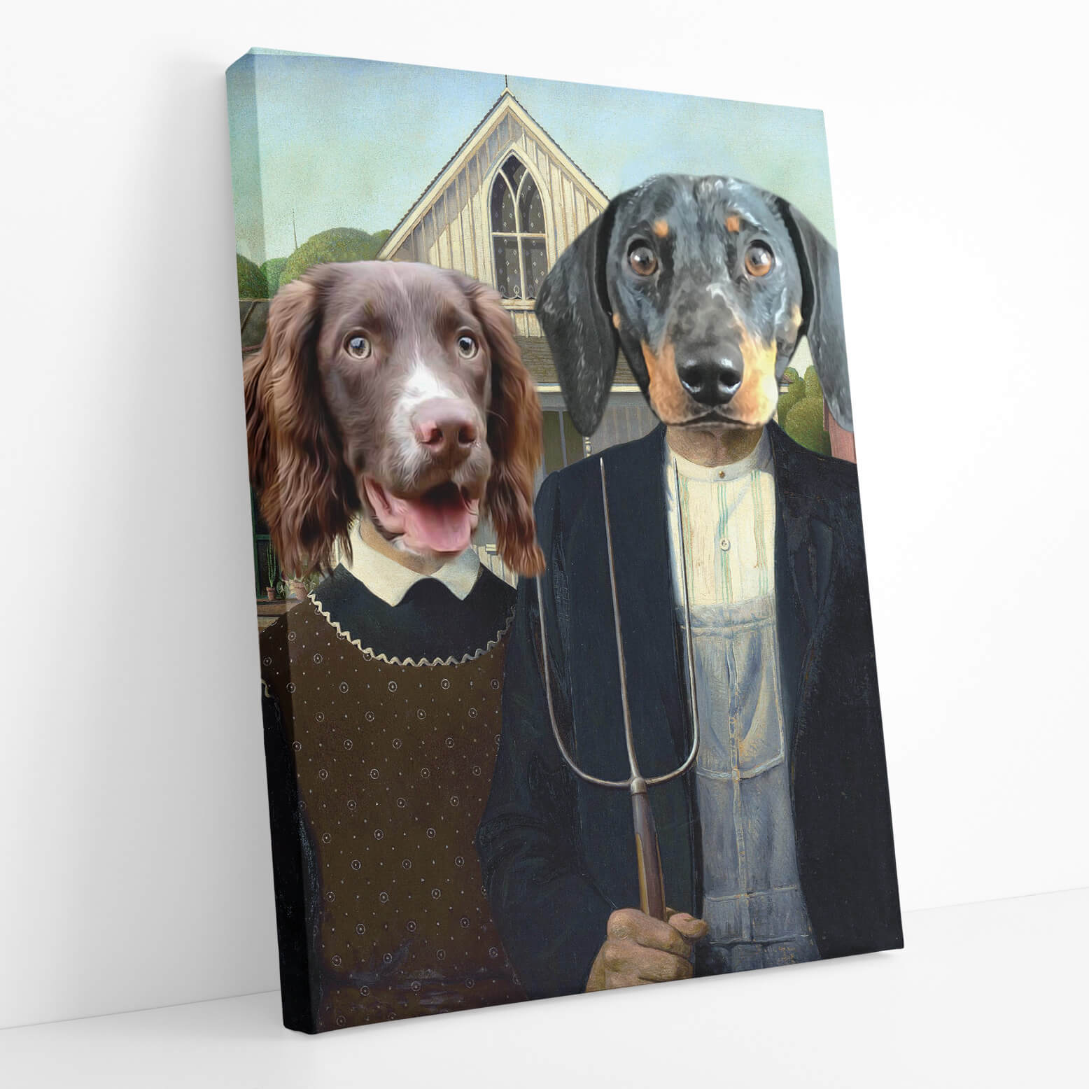 Dog Gothic Couple Portrait Canvas Print