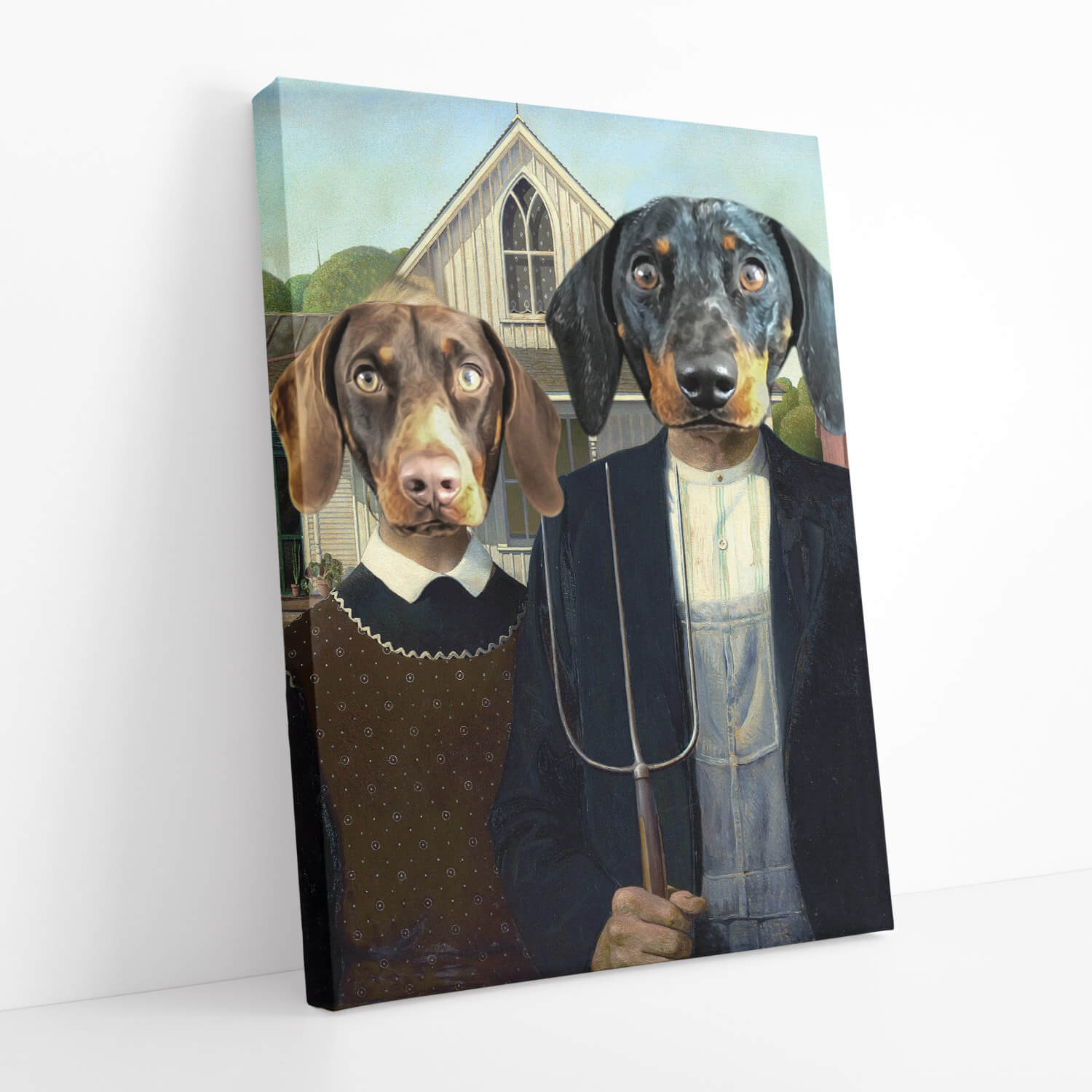Gothic Couple Dog Portrait