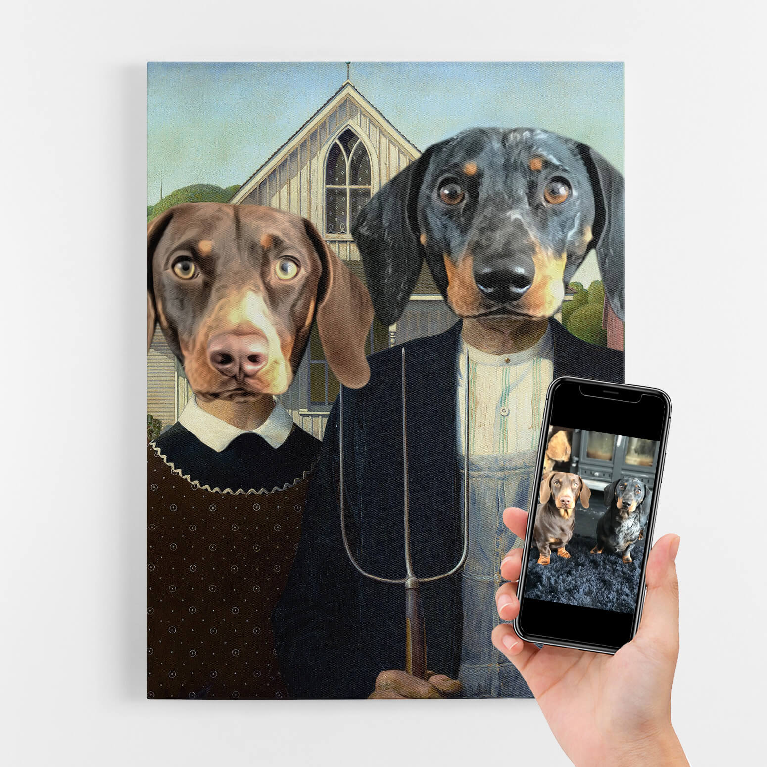 Gothic Couple Dog Portrait