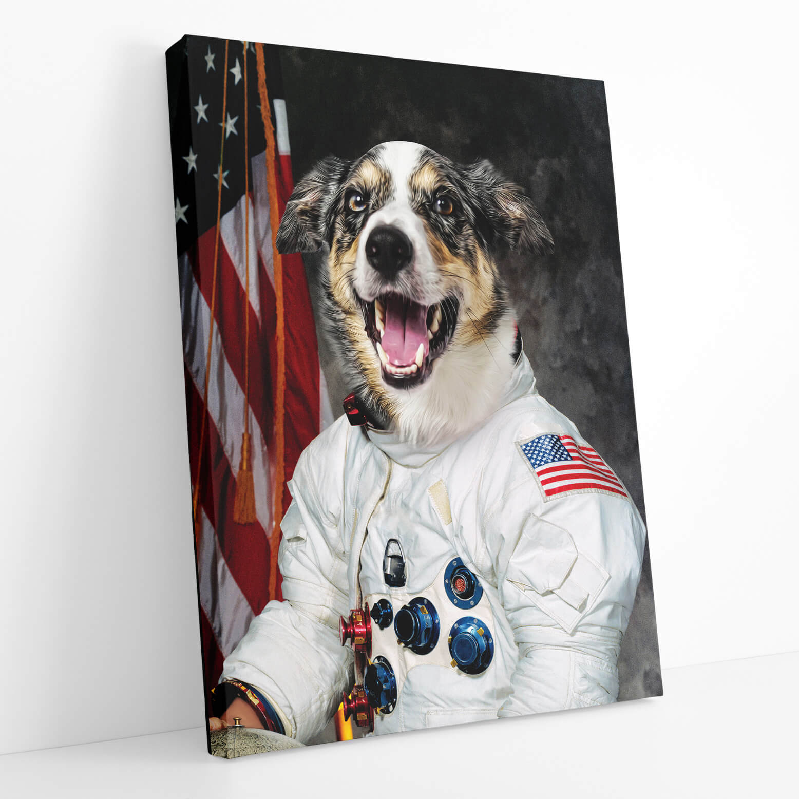 Dog Astronaut Portrait Canvas Print
