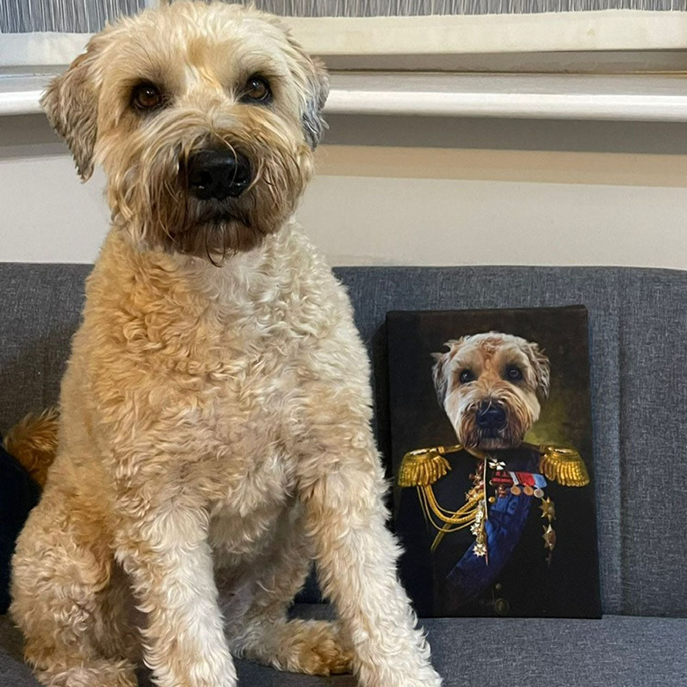 Dog With Admiral Portrait Canvas