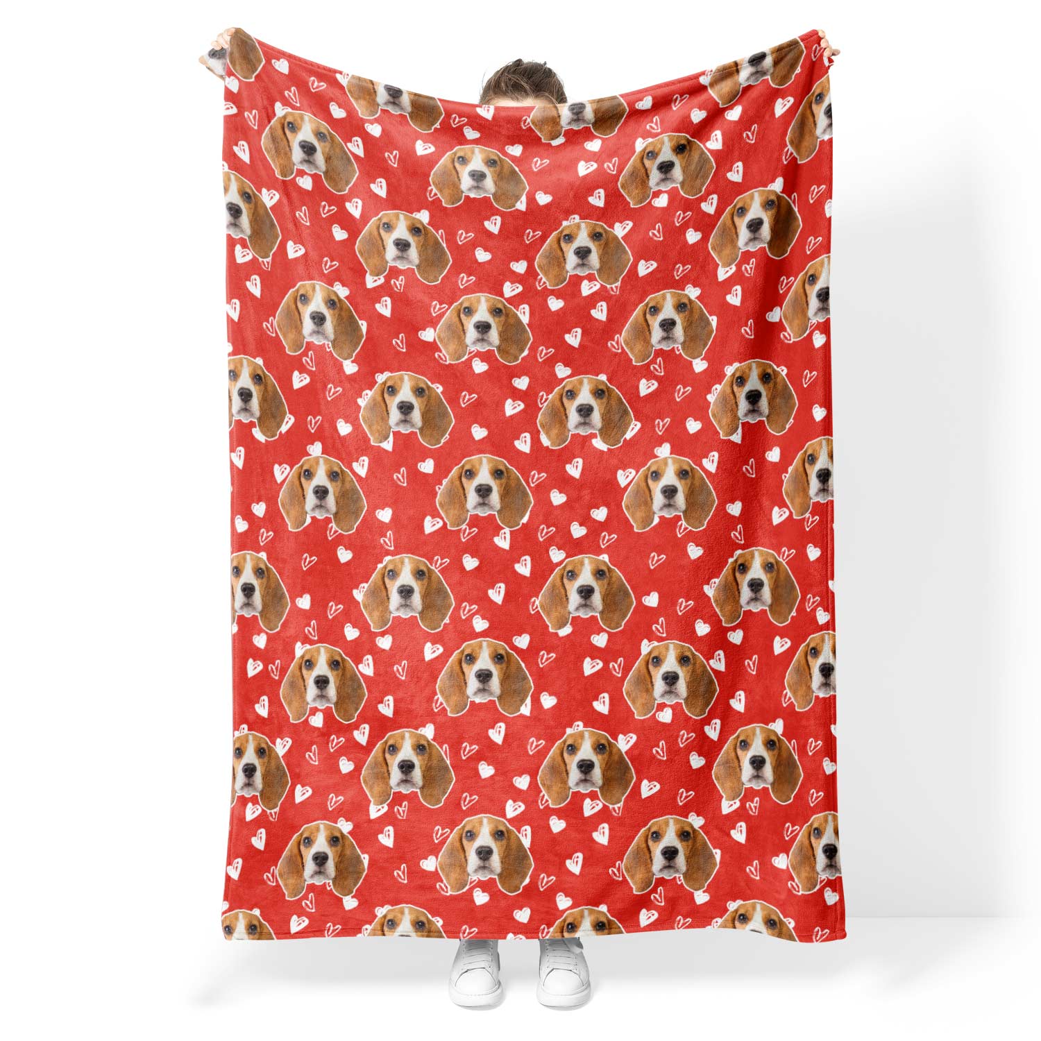 hearts dog fleece blanket