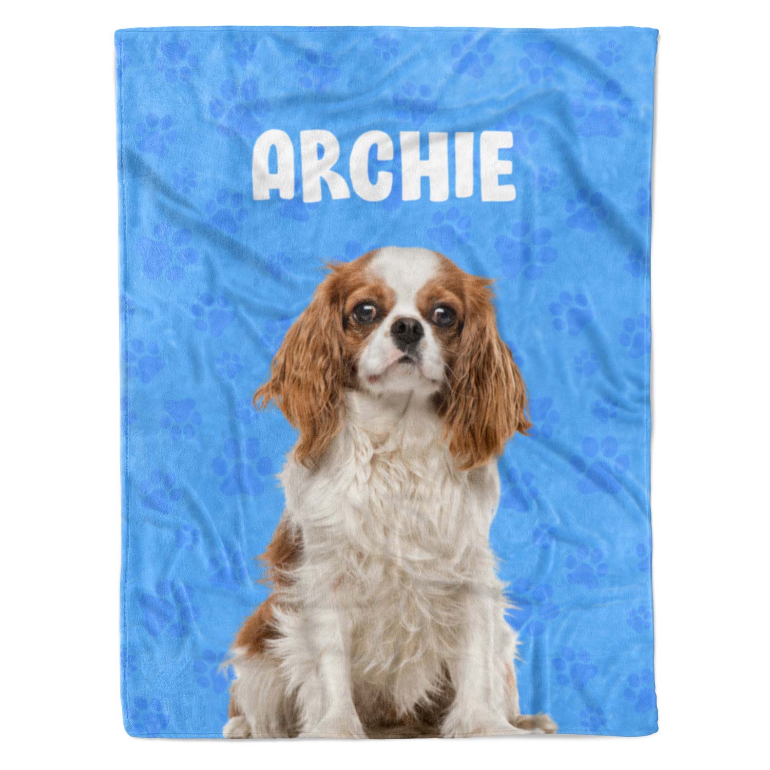 your dogs name on a personalised blanket