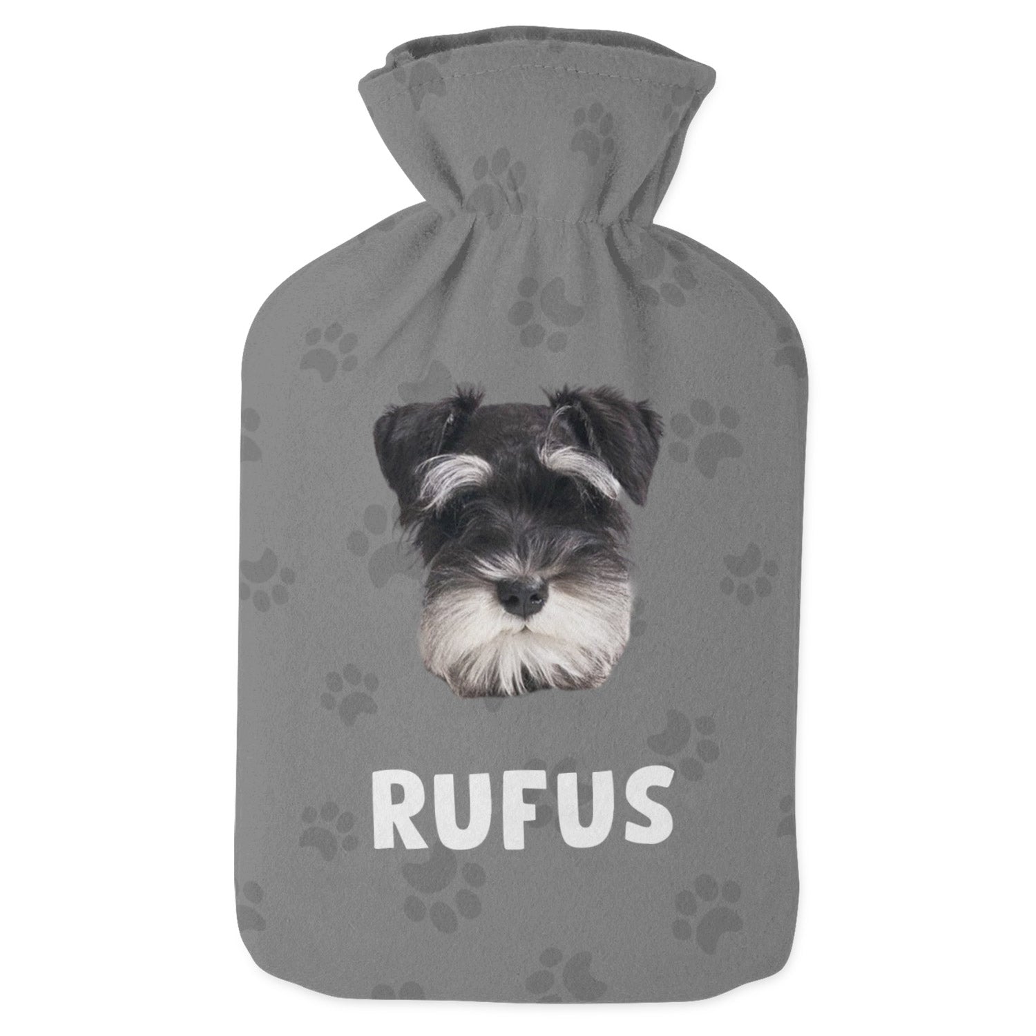 unique dog hot water bottle featuring a photo of your dog